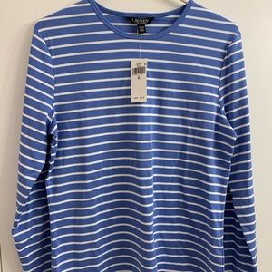 Ralph Lauren women’s blue/white striped tee xl NWT